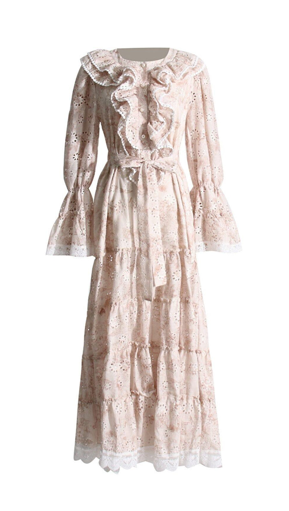Maxikleid aus Baumwolle mit Blumen in Weiß