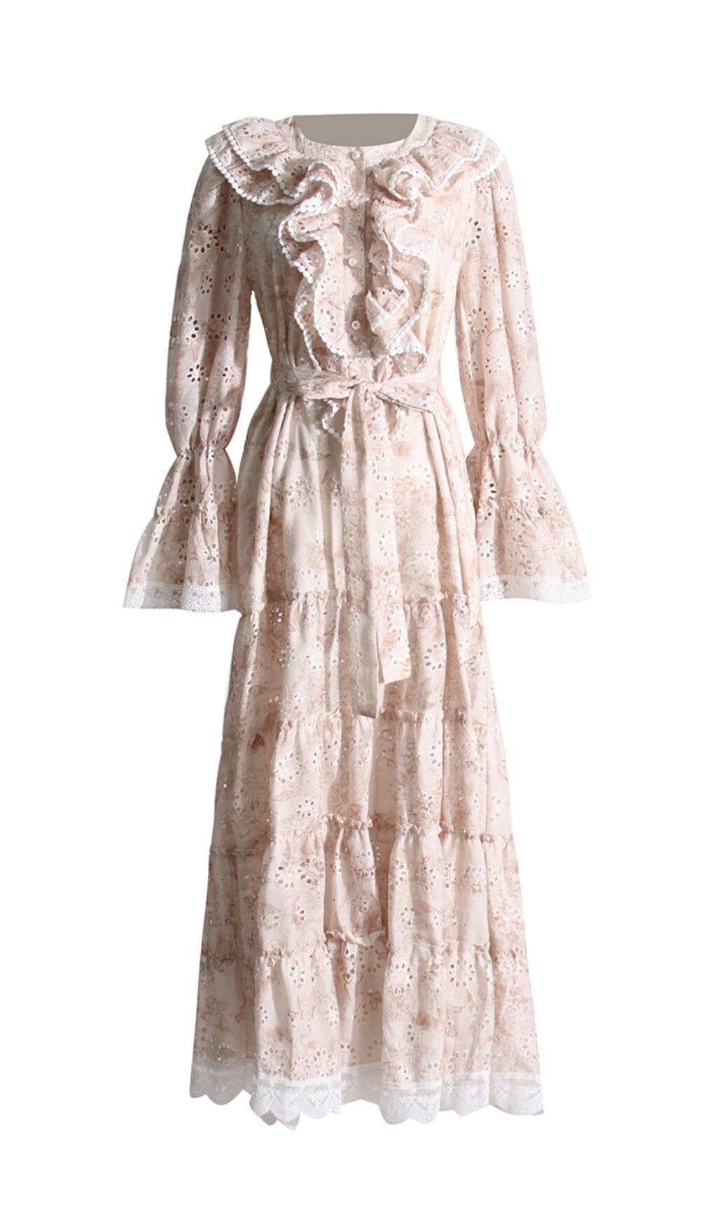 Maxikleid aus Baumwolle mit Blumen in Weiß