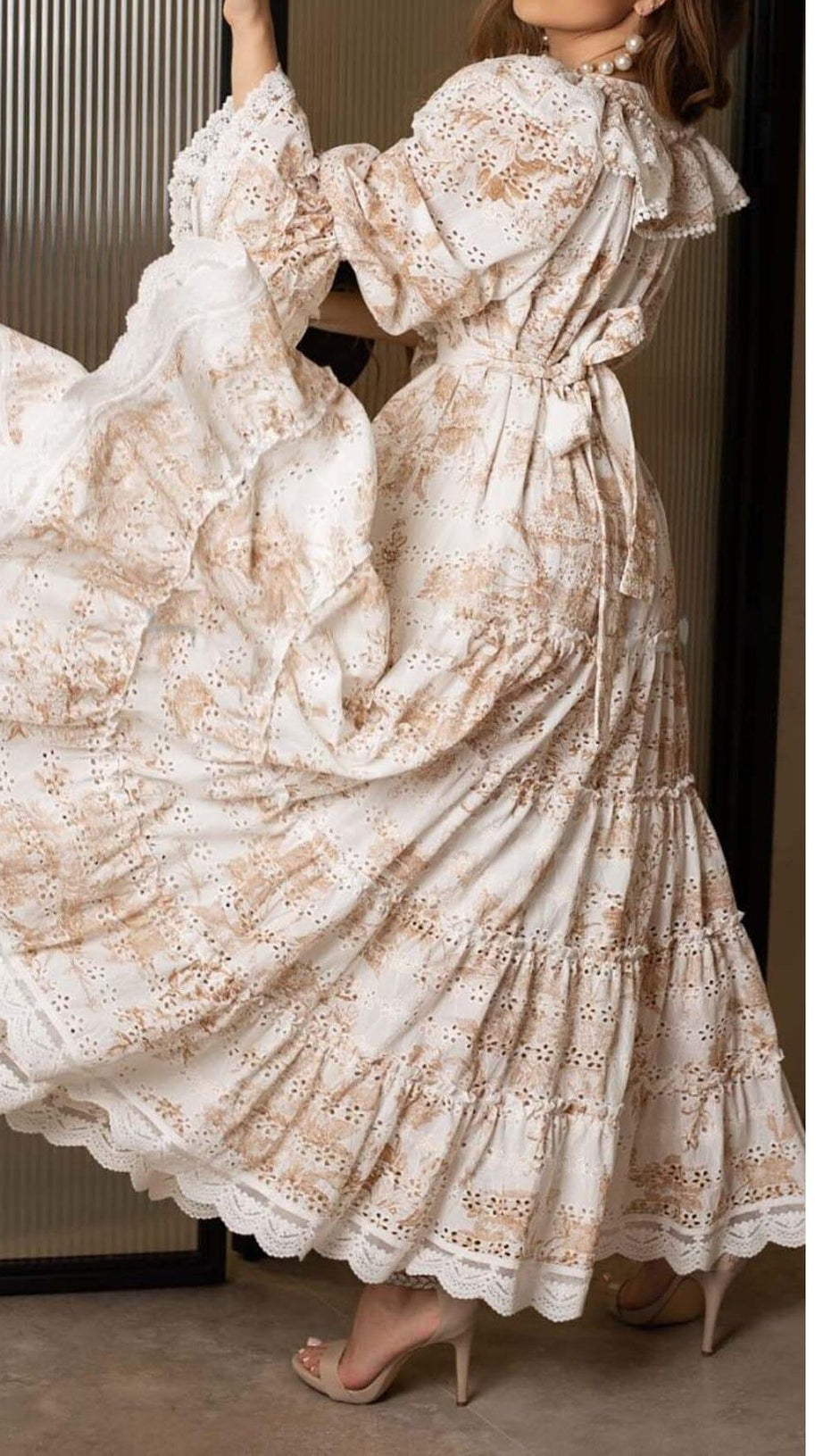 ABITO LUNGO IN COTONE A FIORI BIANCO