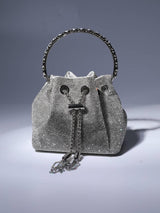 Mattea Crystal Embellished Bucket Bag In Silver