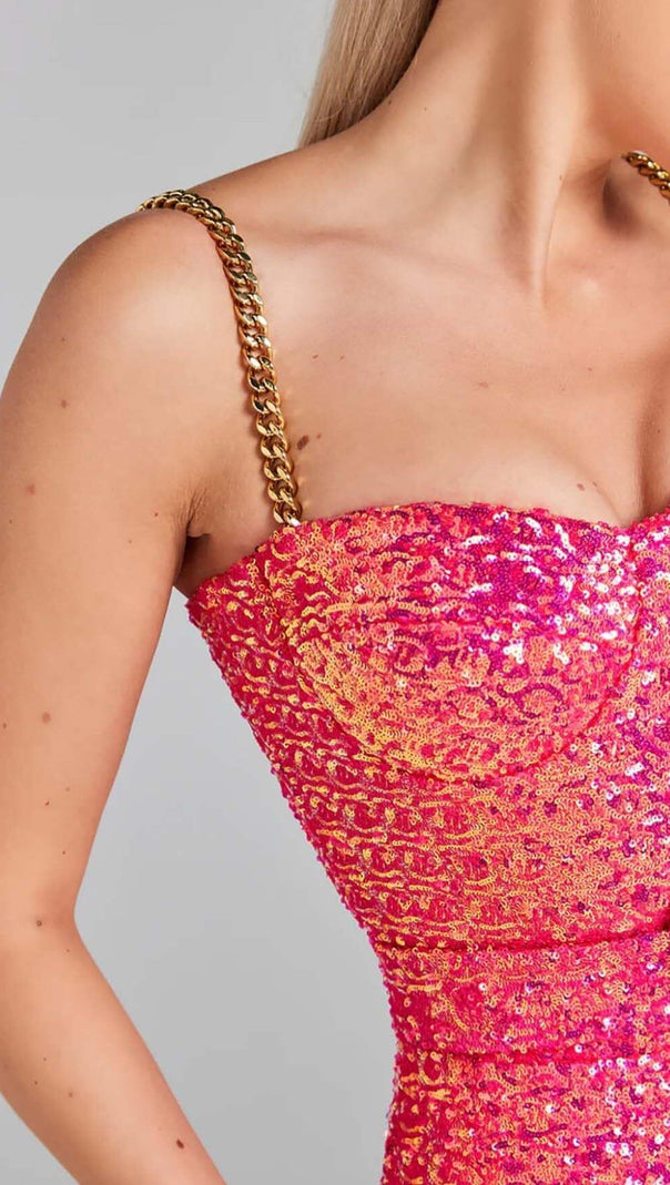 AIIZIE GLITTER FLARED TROUSER JUMPSUIT IN PINK - product image