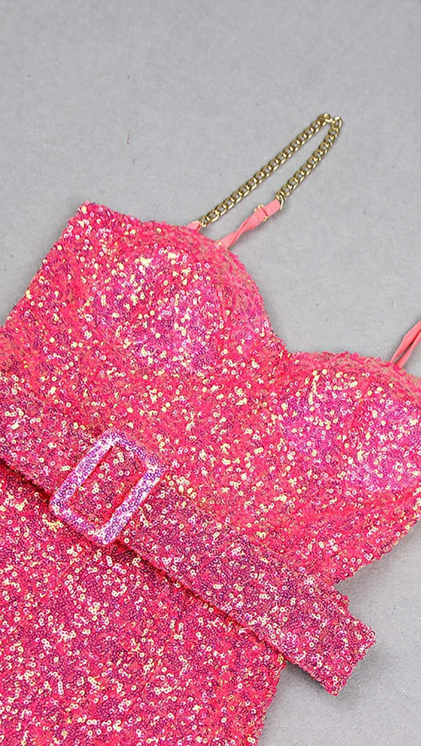 AIIZIE GLITTER FLARED TROUSER JUMPSUIT IN PINK - product image