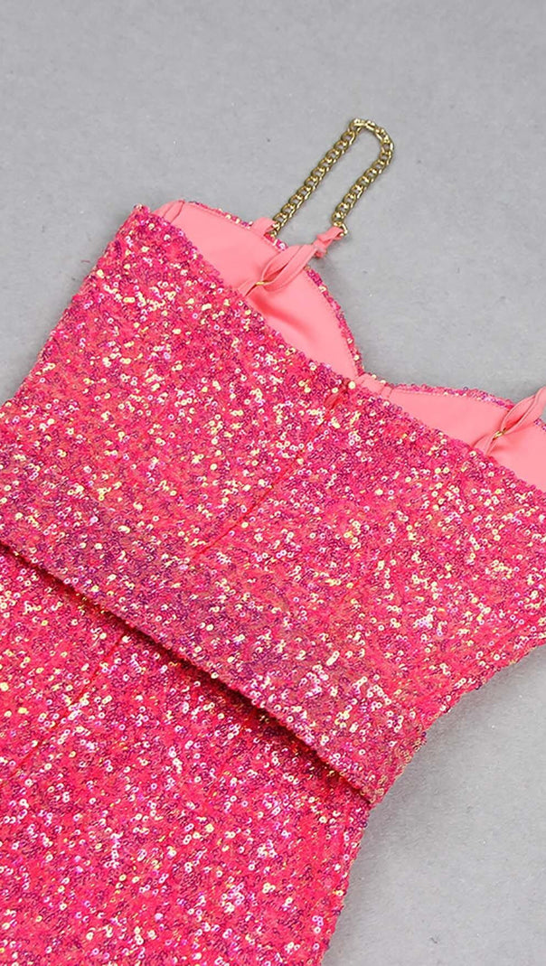 AIIZIE GLITTER FLARED TROUSER JUMPSUIT IN PINK - product image