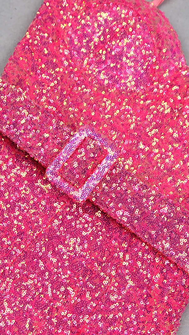 AIIZIE GLITTER FLARED TROUSER JUMPSUIT IN PINK - product image