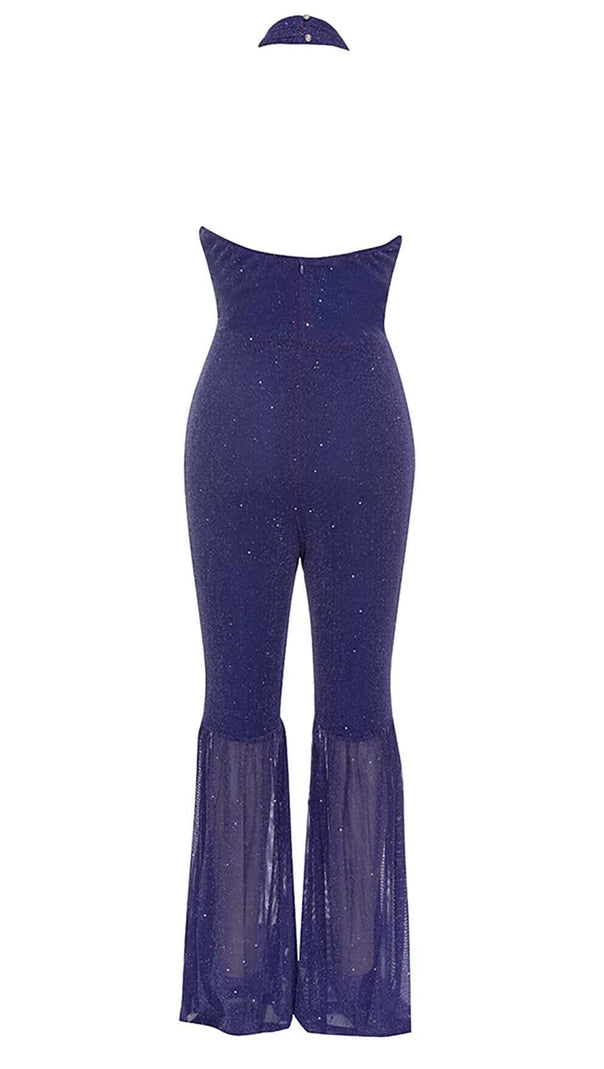 AIIZIE HALTER NECK BACKLESS FLARE LEG JUMPSUIT - product image
