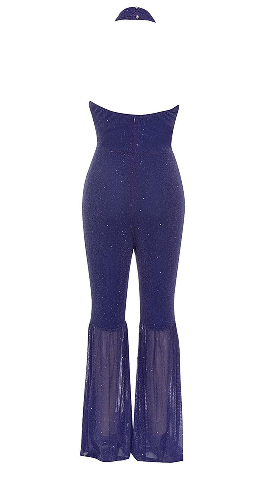 Neckholder-Overall mit rückenfreiem Schnitt und ausgestelltem Bein