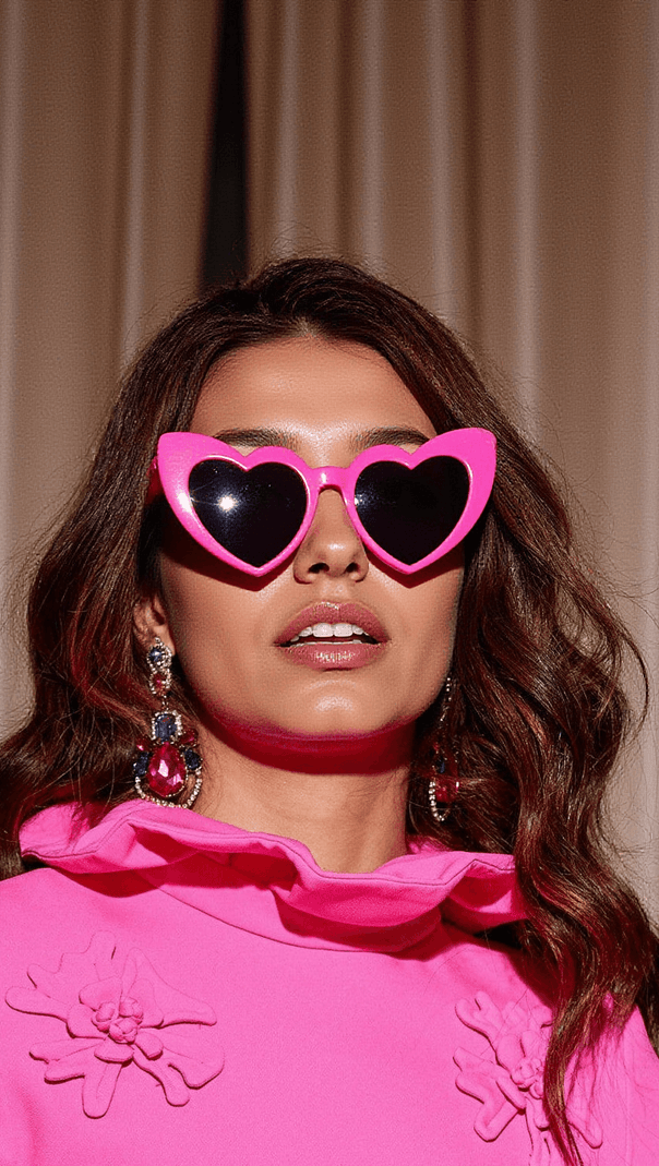 AIIZIE FLAVIA HEART GLASSES IN HOT PINK - product image