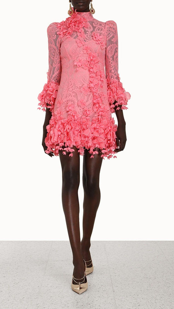 AIIZIE HIGH TIDE LACE MINI DRESS IN RED - product image
