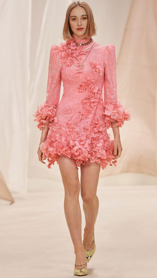 AIIZIE HIGH TIDE LACE MINI DRESS IN RED - product image
