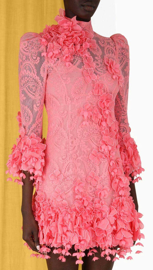 AIIZIE HIGH TIDE LACE MINI DRESS IN RED - product image