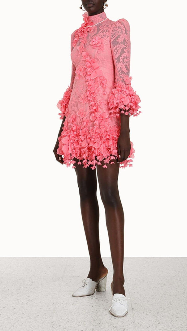 AIIZIE HIGH TIDE LACE MINI DRESS IN RED - product image