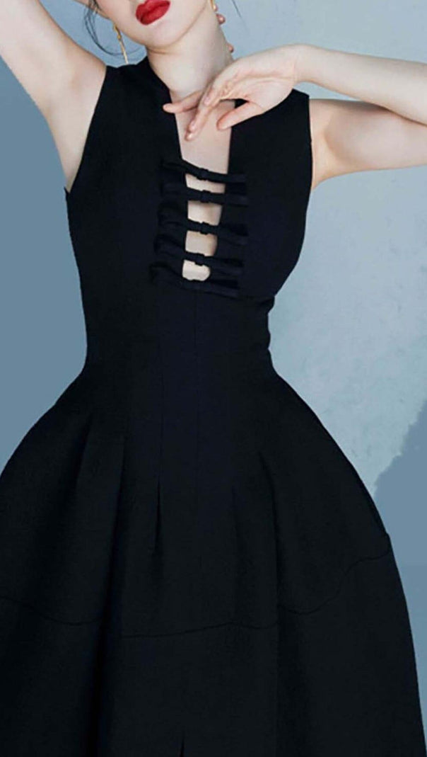 AIIZIE HOLLOW HIGH WAIST A-LINE DRESS - product image