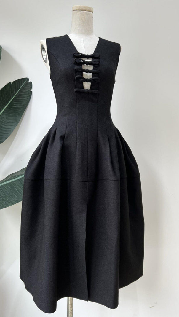 AIIZIE HOLLOW HIGH WAIST A-LINE DRESS - product image