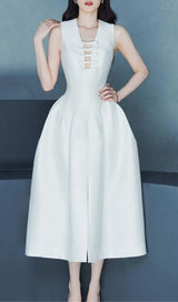 HOLLOW HIGH WAIST A-LINE DRESS