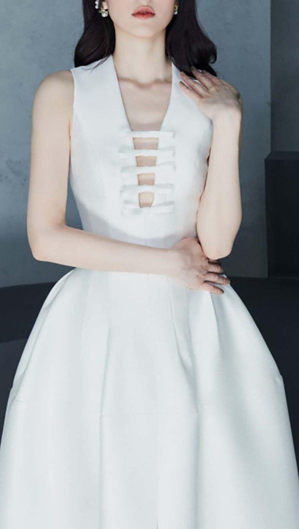 AIIZIE HOLLOW HIGH WAIST A-LINE DRESS - product image