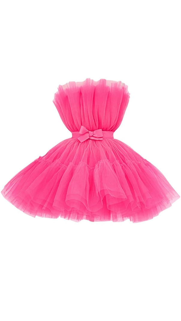 AIIZIE LAYERED STRAPLESS MINI DRESS IN HOT PINK - product image