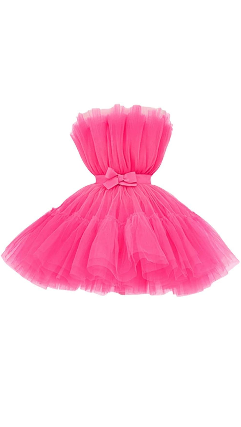 TRÄGERLOSES MINIKLEID MIT MEHREREN SCHICHTEN IN PINK