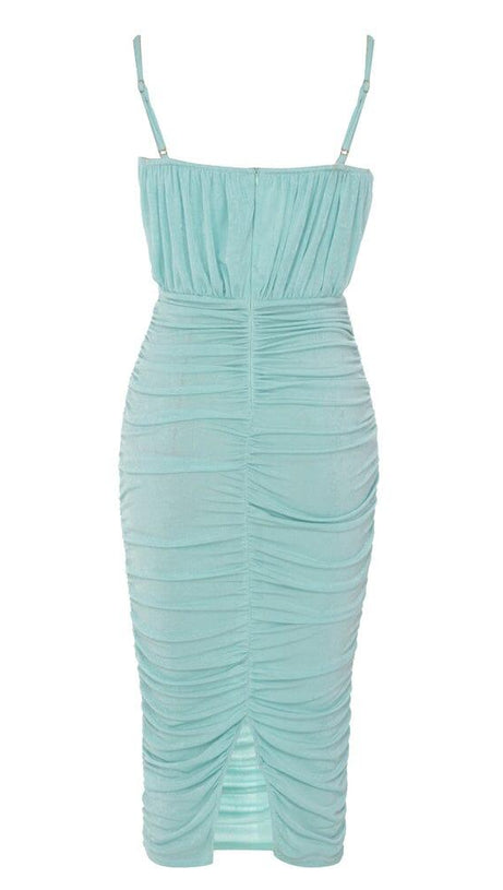 ABITO CORSETTO STRINGENTE IN VITA CON SPALLINE VERDE MENTA