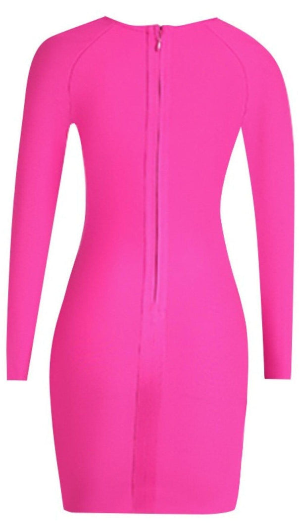 AIIZIE LONG SLEEVE SQUARE COLLAR MINI DRESS IN PINK - product image