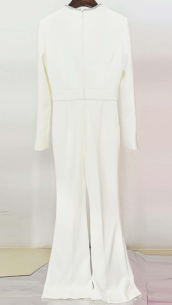 AIIZIE LONG SLEEVE V-NECK DIAMOND TIGHT LONG SLEEVE JUMPSUIT - product image