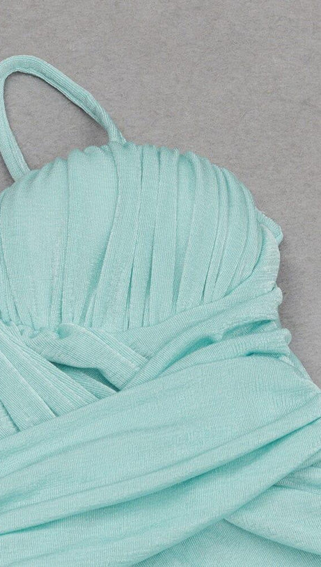 ABITO CORSETTO STRINGENTE IN VITA CON SPALLINE VERDE MENTA