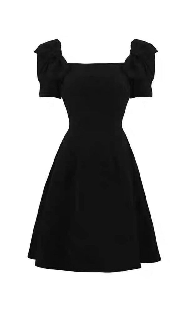 AIIZIE PATCHWORK BOW-EMBELLISHED MIDI DRESS IN BLACK - product image