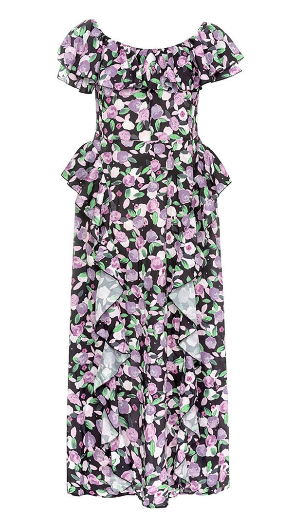 AIIZIE PLUS SIZE FLORAL RUCHED SLIT MIDI DRESS - product image