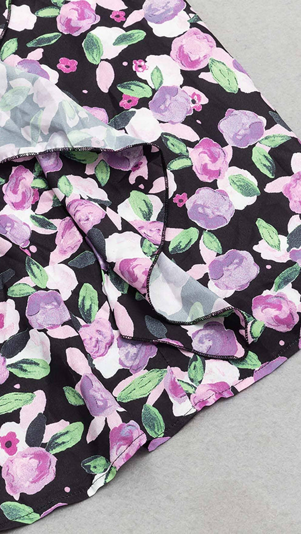 AIIZIE PLUS SIZE FLORAL RUCHED SLIT MIDI DRESS - product image