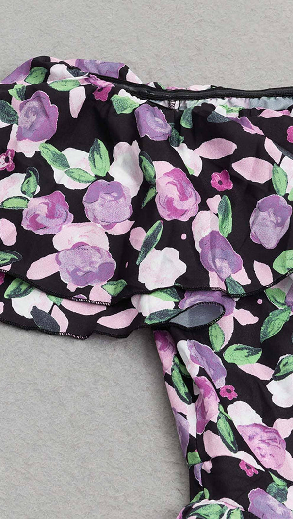 AIIZIE PLUS SIZE FLORAL RUCHED SLIT MIDI DRESS - product image