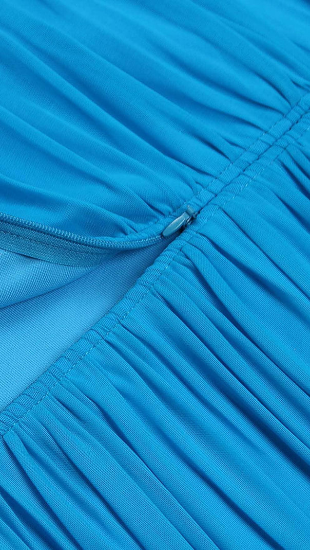 ABITO MIDI A FASCIA CON RUCHES IN BLU