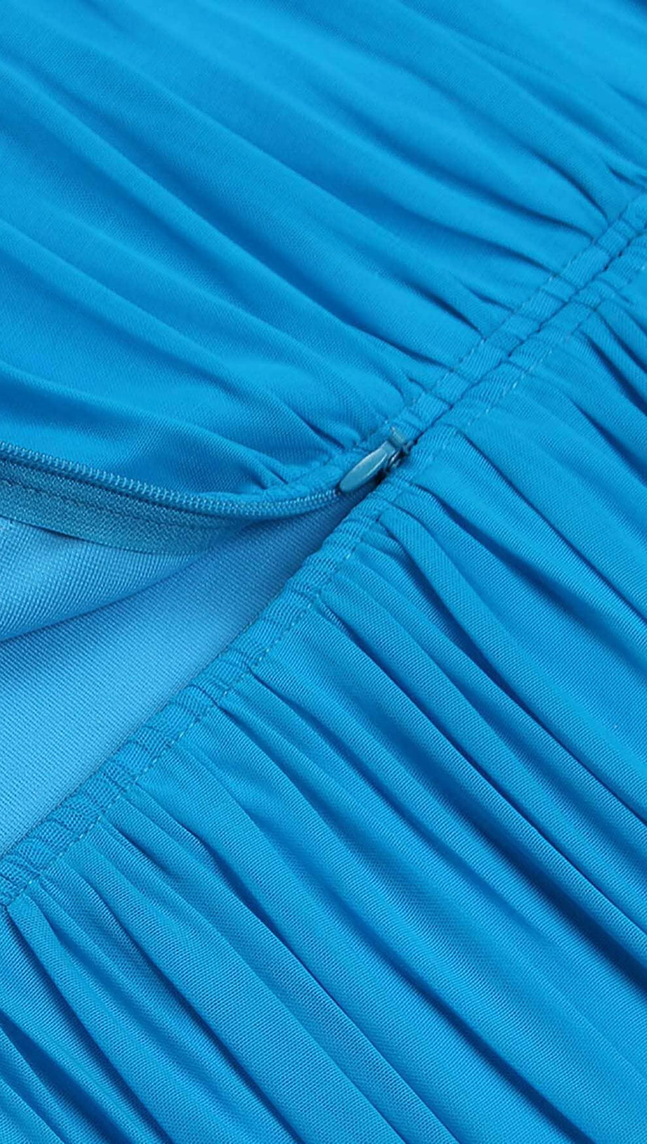 RUCHED BANDEAU MIDI DRESS IN BLUE