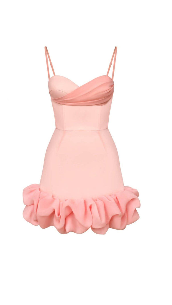 AIIZIE RUFFLED CORSET MINI DRESS IN PEACH - product image