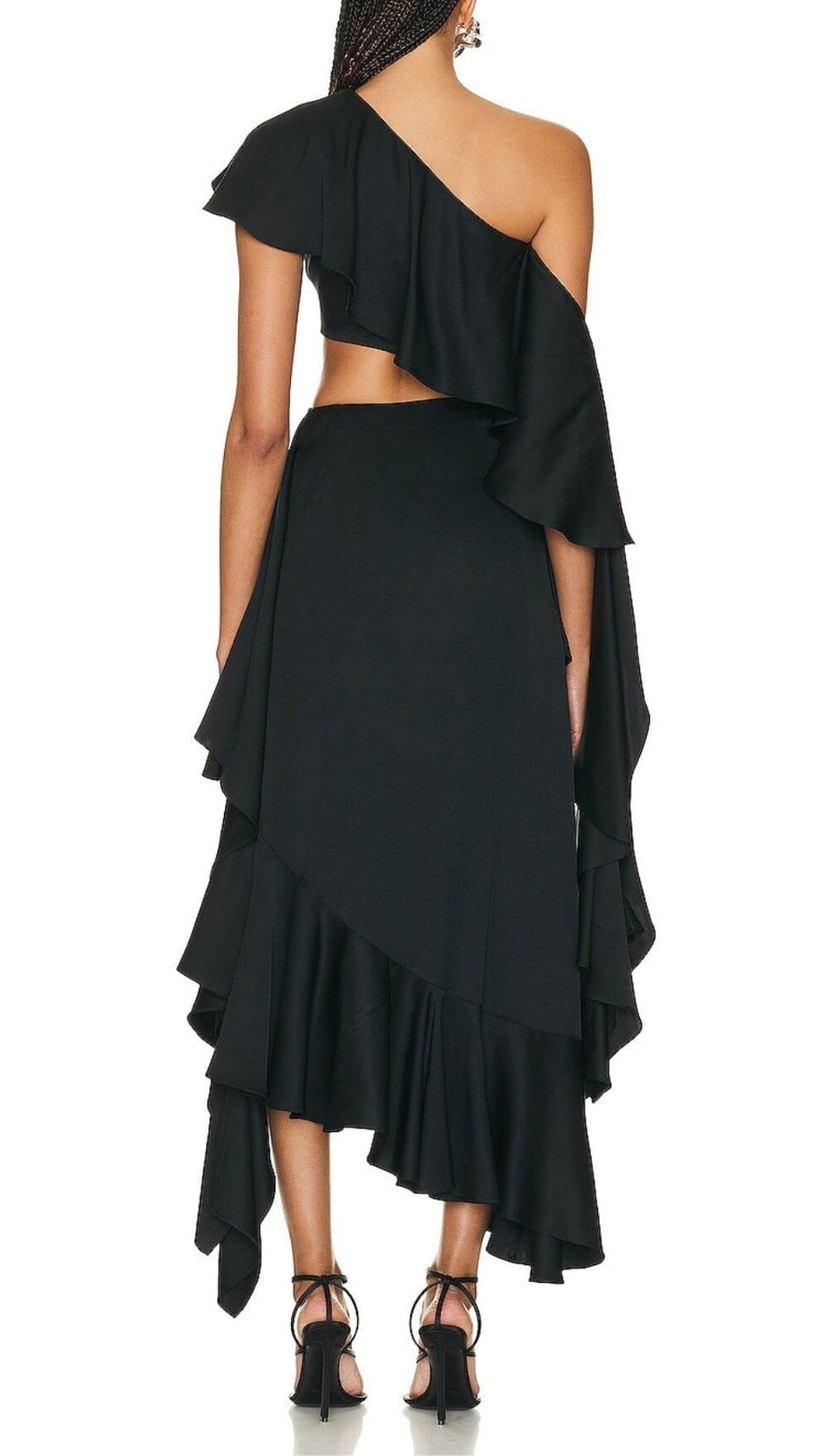 ABITO LUNGO ASIMMETRICO CON VOLANT