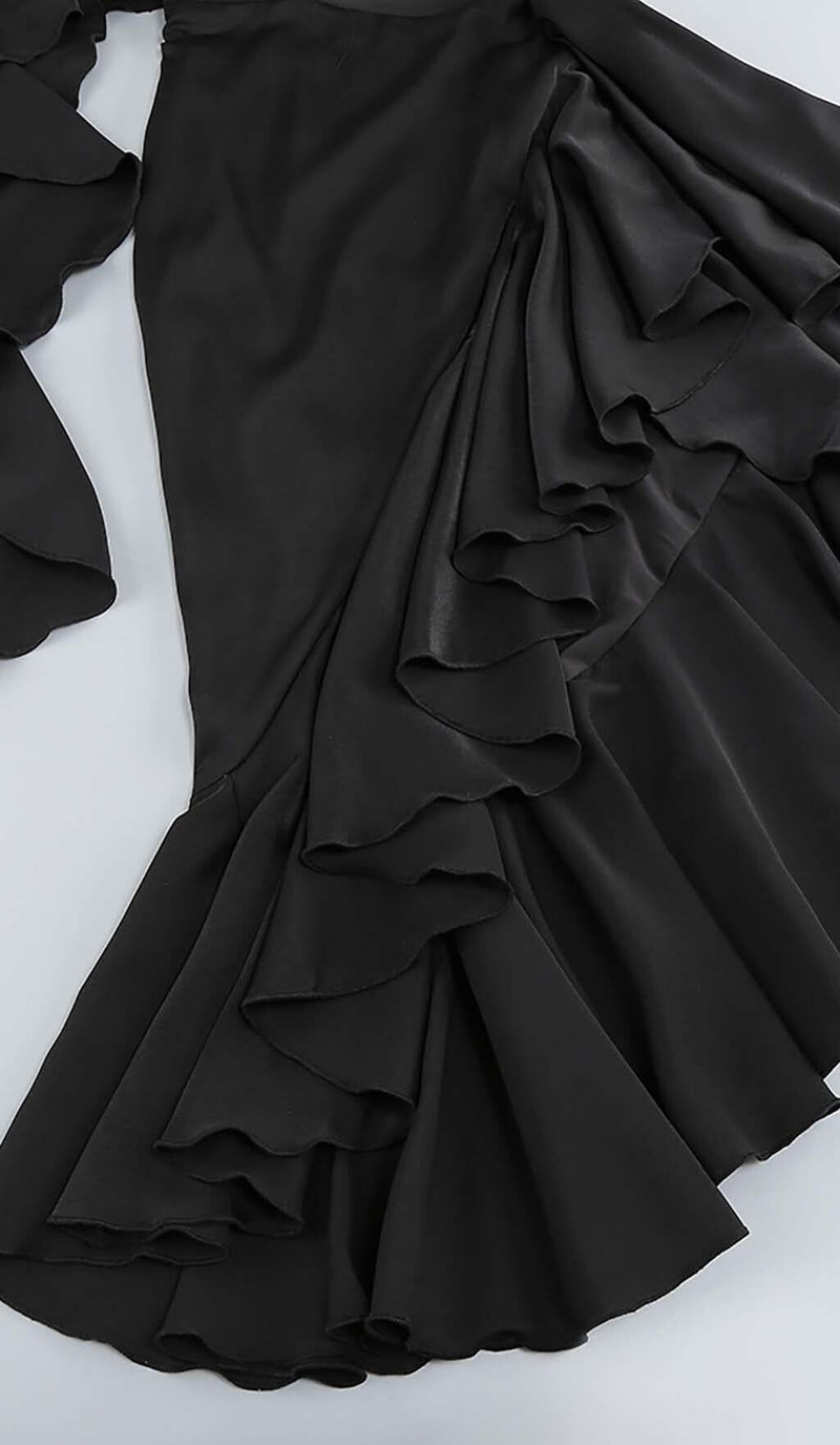 RUFFLES ASYMMETRICAL MAXI DRESS