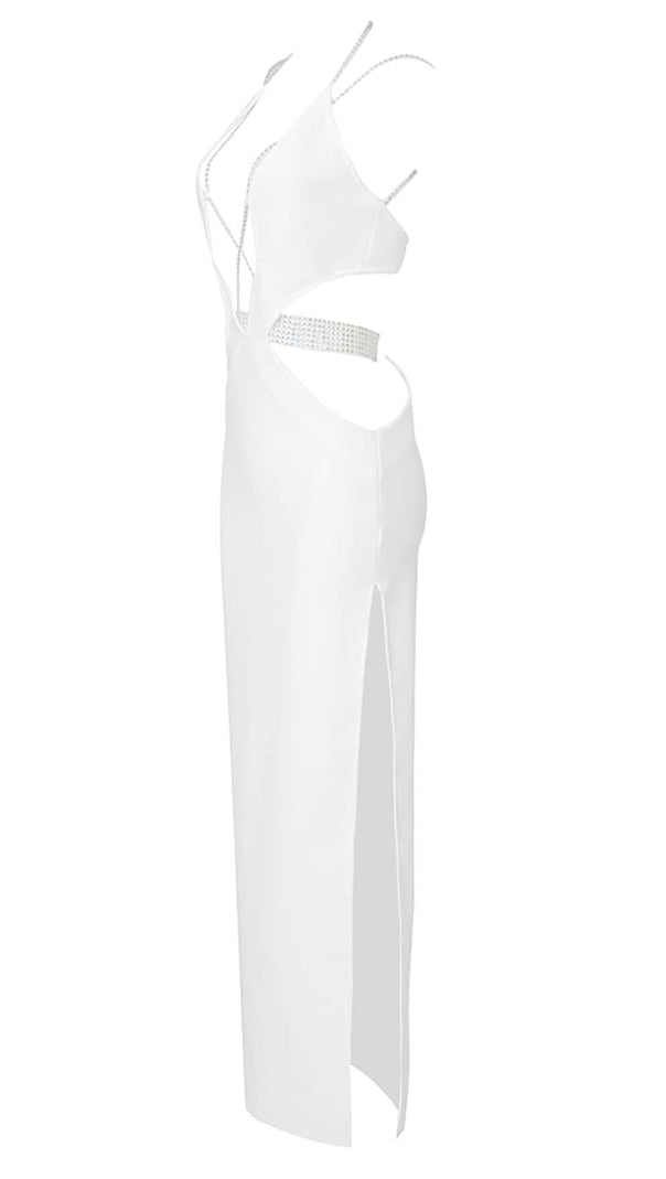 AIIZIE SLEEVELESS RHINESTONED STRAPS MAXI DRESS IN WHITE - product image