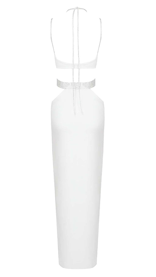 AIIZIE SLEEVELESS RHINESTONED STRAPS MAXI DRESS IN WHITE - product image