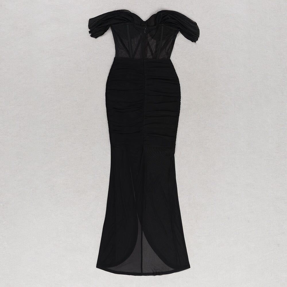 AIIZIE LACE BANDEAU RUCHED DRESS IN BLACK - product image