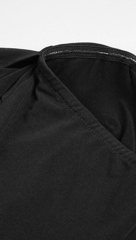 ABITO LUNGO IN MAGLIA DRAPPEGGIATA SENZA SPALLINE IN NERO