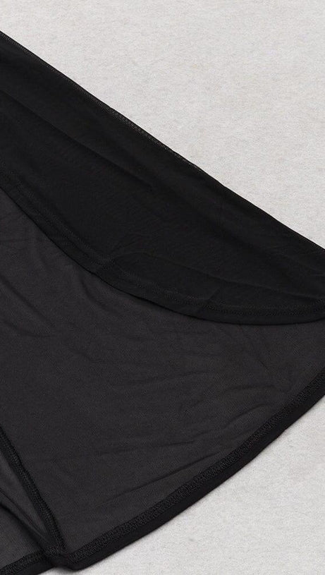 ABITO A FASCIA IN PIZZO CON RUCHES NERO