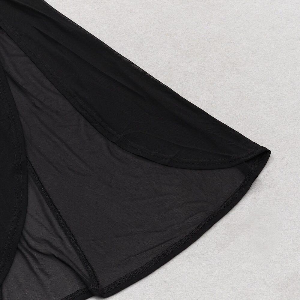Lace Bandeau Ruched Dress in Black