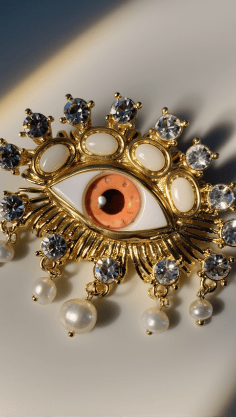 HEMLOCK PEARL EMBELLIHSED EYE BROOCH