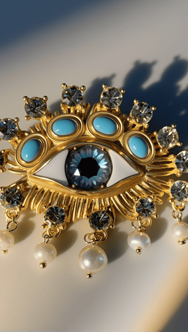 AIIZIE HEMLOCK PEARL EMBELLIHSED EYE BROOCH - product image