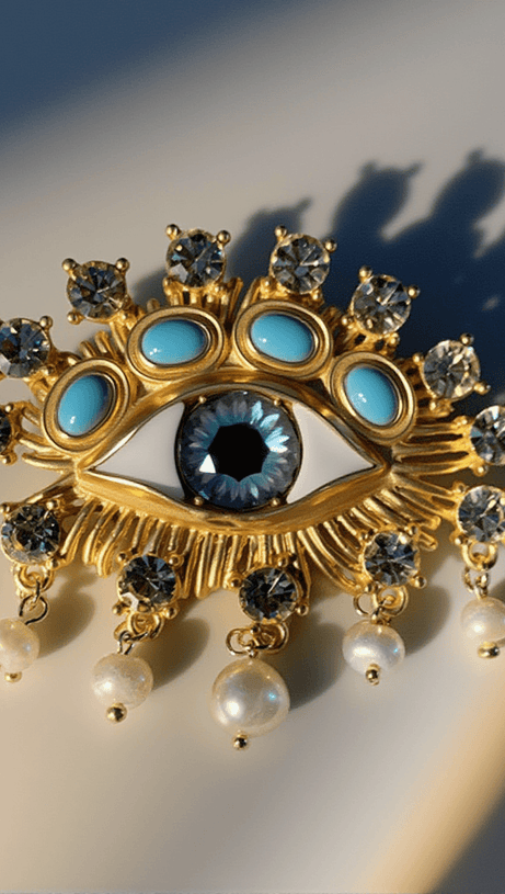 HEMLOCK PEARL EMBELLIHSED EYE BROOCH