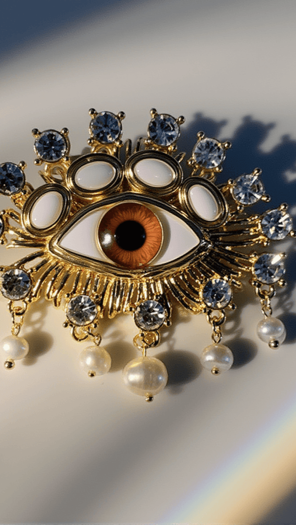 AIIZIE HEMLOCK PEARL EMBELLIHSED EYE BROOCH - product image