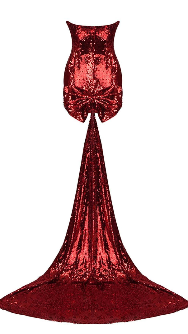 AIIZIE STRAPLESS SEQUIN MINI DRESS IN WINE RED - product image