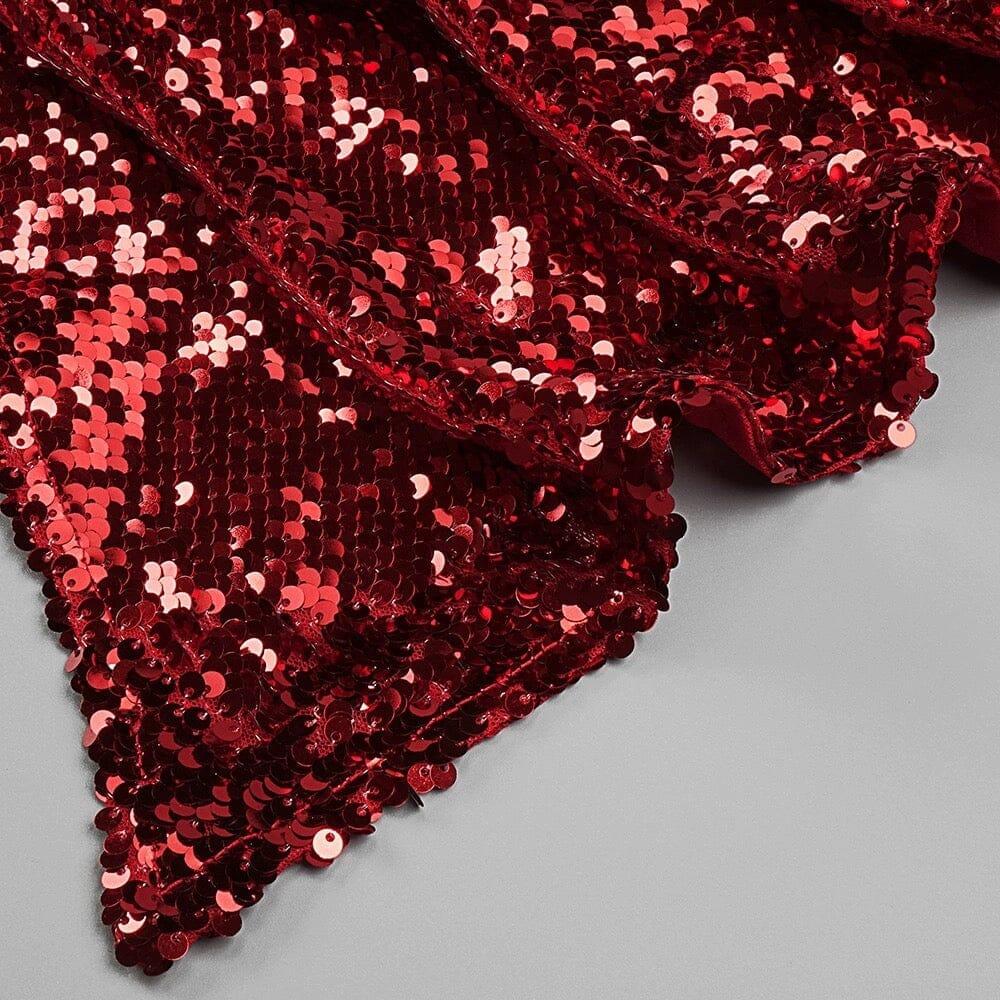 AIIZIE STRAPLESS SEQUIN MINI DRESS IN WINE RED - product image