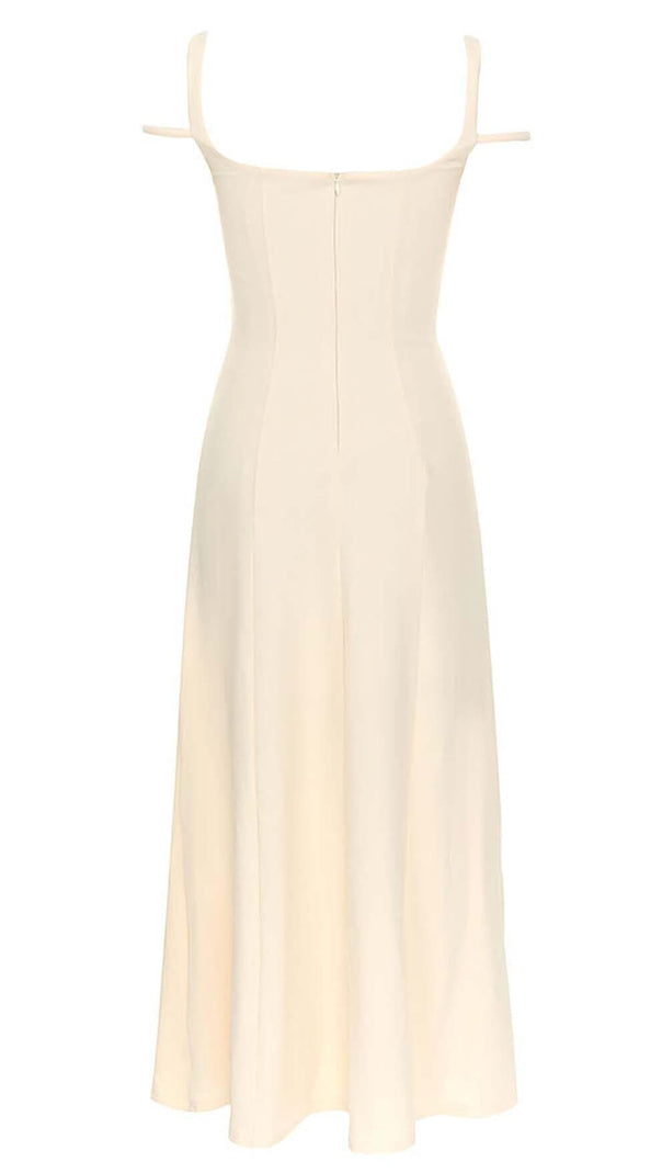AIIZIE STRUCTURED CORSET FLOUNCED MIDI DRESS IN IVORY - product image