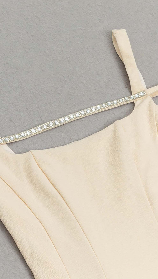 AIIZIE STRUCTURED CORSET FLOUNCED MIDI DRESS IN IVORY - product image