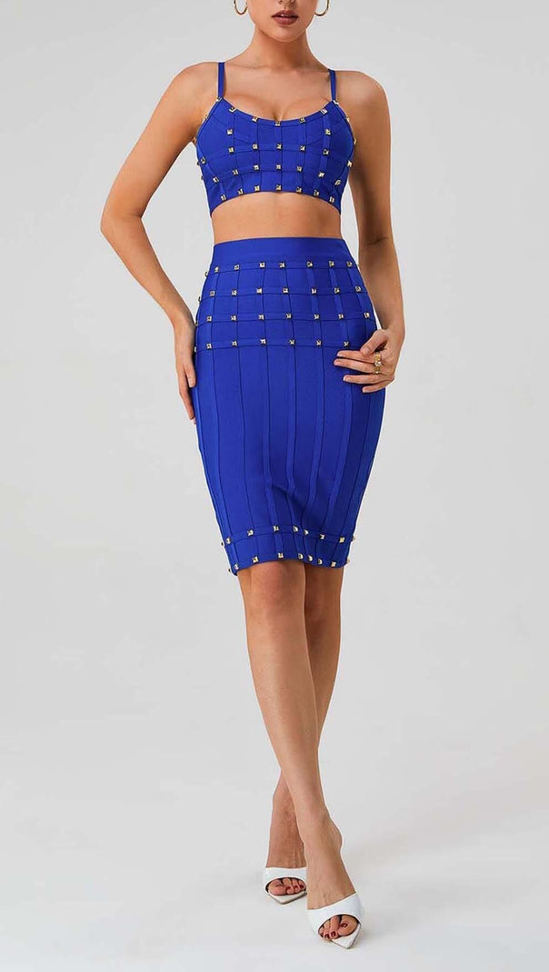 AIIZIE STUDDED STRAP SLEEVELESS TWO PIECE SET IN BLUE - product image