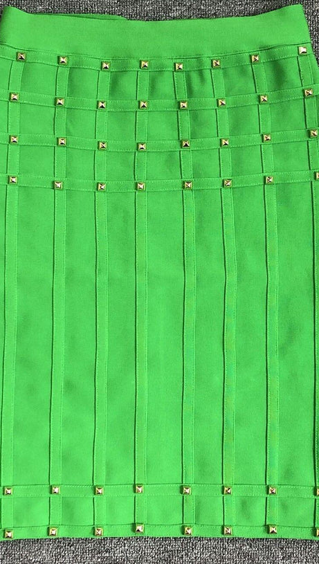 STUDDED STRAP SLEEVELESS TWO PIECE SET IN GREEN